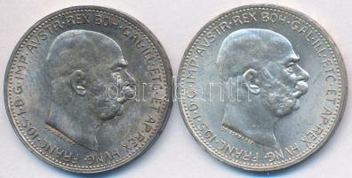 Ausztria 1913. 1K Ag "Ferenc József" (2x) T:2 Austria 1913. 1 Corona Ag "Franz Joseph" (2x) C:XF