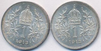 Ausztria 1913. 1K Ag "Ferenc József" (2x) T:2
Austria 1913. 1 Corona Ag "Franz Josep...