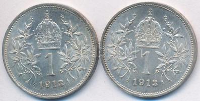 Ausztria 1913. 1K Ag "Ferenc József" (2x) T:1-,2
Austria 1913. 1 Corona Ag "Franz Jo...
