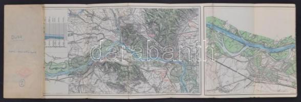 1931 Wien-Pozsony vízisporttérképek: 10.szám, A Duna hossz-szelvénye, Dévény-Gönyű, 25x220cm