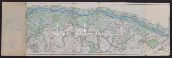 1931 Wien-Pozsony vízisporttérképek: 10.szám, A Duna hossz-szelvénye, Dévény-Gönyű, 25x220cm