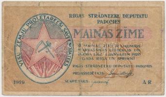 Lettország / Riga szovjet munkásküldöttek kiadása 1919. 1R T:III,III- Latvia / Rigas workers deputies Soviet 1919. 1 Rublis C:F,VG