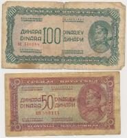 Jugoszlávia 1944. 50D + 100D T:III,III- Yugoslavia 1944. 50 Dinara + 100 Dinara C:F,VG