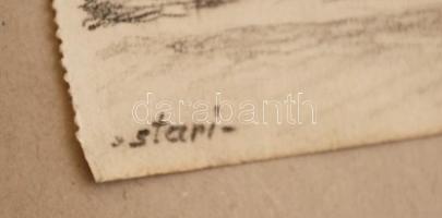 Sostarics Lajos (1896-1968): Kodály körönd, ceruza, papír, jelzett, 14,5×19 cm