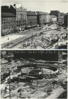 1967 Budapest, Baross tér, az aluljáró építése, 8 db fotó, 9x14 cm és 13x18 cm