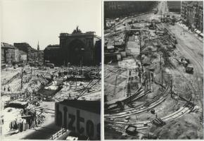 1967 Budapest, Baross tér, az aluljáró építése, 8 db fotó, 9x14 cm és 13x18 cm