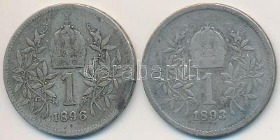 Ausztria 1893-1896. 1K Ag "Ferenc József" (2x) T:2-,3
Austria 1893-1896. 1 Corona Ag &quo...