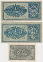 10db-os vegyes magyar korona bankjegy tétel, közte 1913. 20K román felülbélyegzéssel T:vegyes