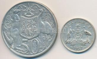 Ausztrália 1957. 6P Ag + 1966. 50P Ag "II. Erzsébet" T:2,2- ph.
Australia 1957. 6 Pence A...