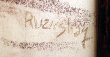 Ruzicskay jelzéssel: Munkás. Pasztell, papír, üvegezett keretben, 33×23 cm