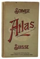 Taschen-Atlas der Schweiz, politisch-statisch in 26 farbigen Karten Bernm 1917, Geographischer Karten-Verlag Kümmerly &amp; Frey. Kiadói egészvászon-kötésben. Ex libris pecséttel.