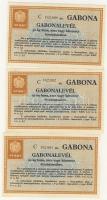 1931. Gabonalevél 1P 50f (3x) egymásutáni sorszámokkal T:II+ Csak egyszer hajtva!
