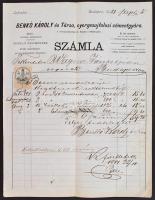 1887 Benkó Károly és Társa, nyergesujfalusi cémentgyára, számla okmánybélyeggel (5kr.), 28x22cm