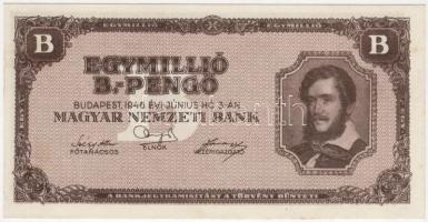 1946. 1000.000B.-pengő 4klf szín- és nyomatvariáns, benne erősen "elfolyt" nyomat T:I