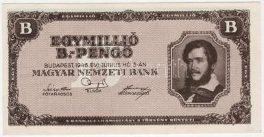 1946. 1000.000B.-pengő 4klf szín- és nyomatvariáns, benne erősen "elfolyt" nyomat T:I