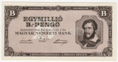 1946. 1000.000B.-pengő 4klf szín- és nyomatvariáns, benne erősen "elfolyt" nyomat T:I