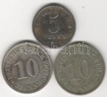 Német Birodalom 1909. 10Pf "J" + 1915. 10Pf "J" + 1921. 5Pf "E" T:2/3 ...