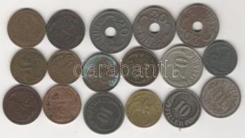 1926-44. 1,2,10,20f 17db pénz + BSZKRT kis szakaszjegy T:2,3,4