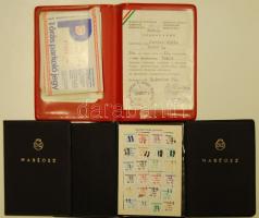 3db MABÉOSZ 1970-80-as évekbeli bélyegekkel + 3db Magyar Autóklub tagsági igazolvány + 1db szocialista igazolvány + 34db 5Ft-os parkolójegy 1990-es évek elejéről