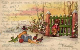 Children meeting at the gate, gifts, birds, DellAnne i Gasparini No. 752-2, s: Busi (fa)