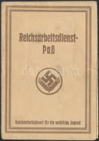 1943 Reichsarbeitsdienst Pass für die weibliche Jugend, Birodalmi munkaszolgálat igazolvány, arcképes, 15x10cm