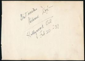 Rose Hobart(1906-2000) amerikai színésznő és Richard Dix(1893-1949) amerikai színész aláírása papírl...