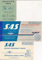 1958 S.A.S. repülőjegy, csomag túlsúlyjegy + beszállókártya