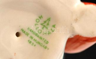 Hollóházi játszó kislány és KPM kis váza, jelzettek, apró festés hibával, m:10-12 cm