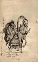 Family in horse sleigh, J.P. No. 1047, litho