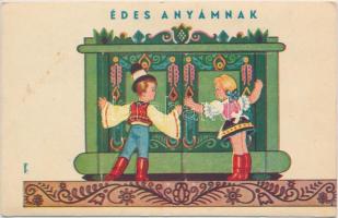 Anyák Napja / Mother&#039;s Day greeting card, Hungarian folklore s: Gyulai