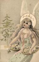 Christmas, angel, golden decoration, litho (EK)