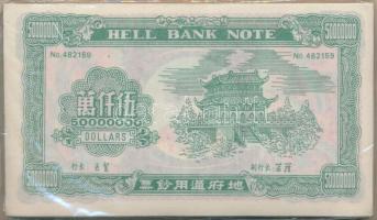 Kína DN Bontatlan csomag kínai égetési pénz 100db 50.000.000 névértékben T:I
China ND Hell banknote...