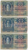1913. 20K (3x) román felülbélyegzéssel T:III,III-