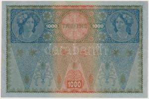 1902. 1000K mindkét oldal német, "Deutschösterreich" felülnyomással, hátlap rajz T:III
Ad...