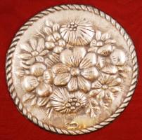 Ezüst betétes díszdoboz,jelzett, 13x13x5cm