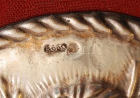 Ezüst betétes díszdoboz,jelzett, 13x13x5cm