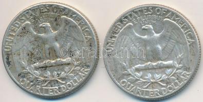 Amerikai Egyesült Államok 1964. 1/4$ Ag "Washington Quarter" (2x) T:2,2-
USA 1964. 1/4 Do...