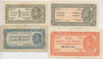 Jugoszlávia 1944. 1D + 5D + 10D + 20D T:III Yugoslavia 1944. 1 Dinar + 5 Dinara + 10 Dinara + 20 Dinara C:F