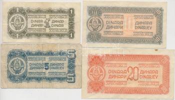 Jugoszlávia 1944. 1D + 5D + 10D + 20D T:III
Yugoslavia 1944. 1 Dinar + 5 Dinara + 10 Dinara + 20 Di...