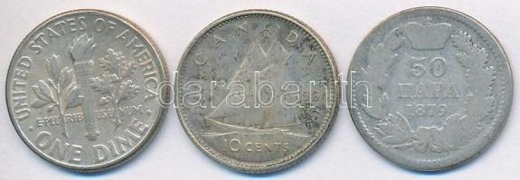 Vegyes: Amerikai Egyesült Államok 1957. 1D Ag "Roosevelt" + Kanada 1964. 10c Ag "II. ...