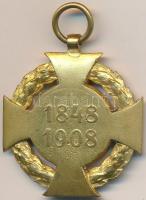 1908. "Katonai Jubileumi Kereszt" aranyozott Br kitüntetés mellszalag nélkül T:2-
Hungary...