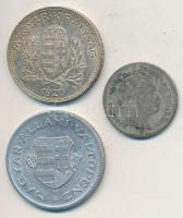 Vegyes: 1870KB 10kr Ag + 1927. 1P Ag + 1946. 1Ft Al T:2,3