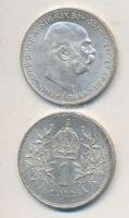 Ausztria 1913. 1K Ag &quot;Ferenc József&quot; (2x) T:2 Austria 1913. 1 Corona Ag &quot;Franz Joseph&quot; (2x) C:XF