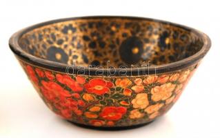 Indiai, kézzel festett fa tálak, 2db, 28x10cm, 5x12cm