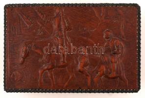 Régi bőrrel borított zenélő doboz, működik, 24x17x7cm