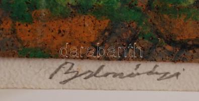 Bolmányi jelzéssel: Fő tér. Vegyes technika, parafa, 43×30 cm