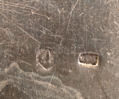 Ezüstözött vízmelegítő fa nyéllel, jelzett, 12x22x4cn