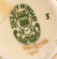 Zsolnay virágmintás vázák kézzel festett, jelzett, hibátlan,2db, 7x6cm, 10x7cm