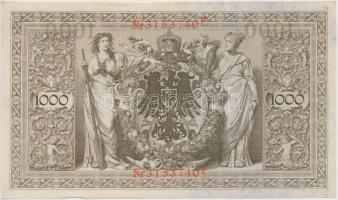 Német Birodalom 1910. 1000M (3x) hétjegyű sorszám, piros pecséttel, közte 2db sorszámkövető T:I-,II
...