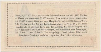 Ausztria 1916. "Mária Jozefa főhercegnő jótékonysági sorsjegye" 10h értékben T:I-
Austria...
